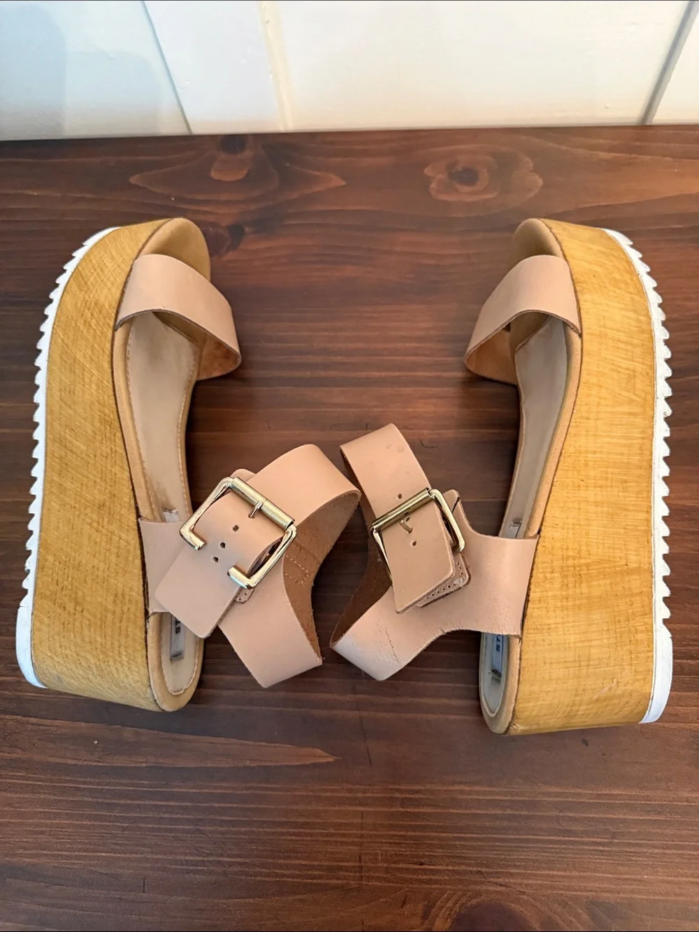Steve Madden Leather Platform summer Sandals Neutral Resort Style Est. Sz 8